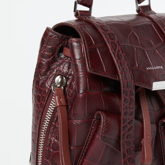 STILL AVAILABLE - AllSaints Polly Mini Backpack Burgundy Crocodile - Picture 7 of 7